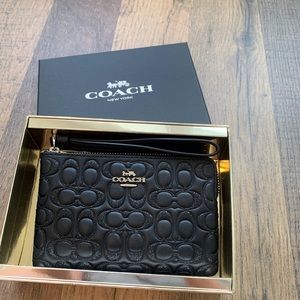 Coach Black Logo Sparkle Wristlet